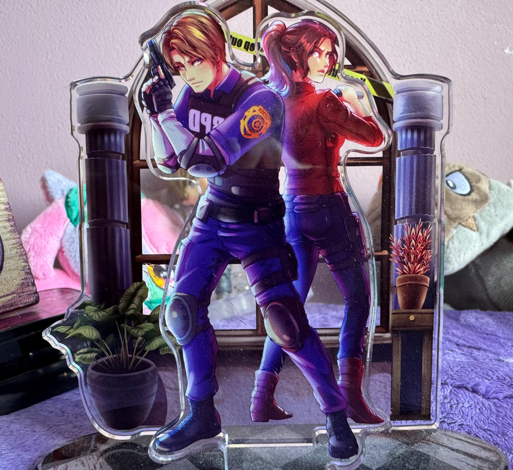 Leon and Claire Standees